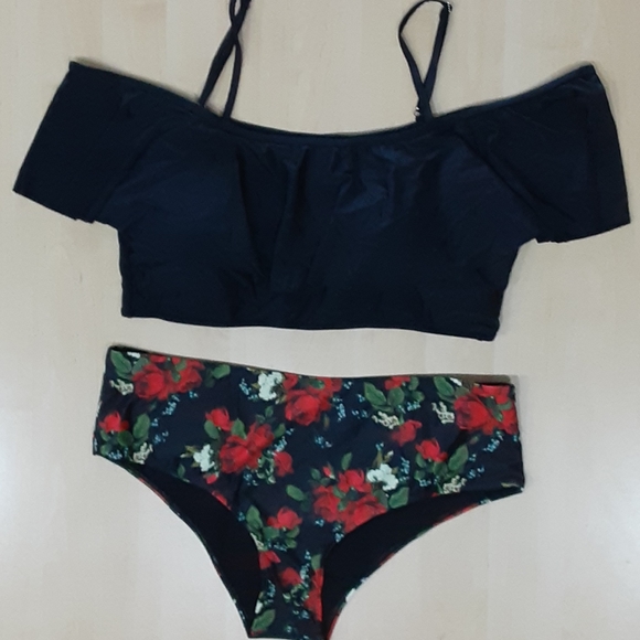 SHEIN Other - SHEIN Floral Flounce High Waisted Bikini #0052